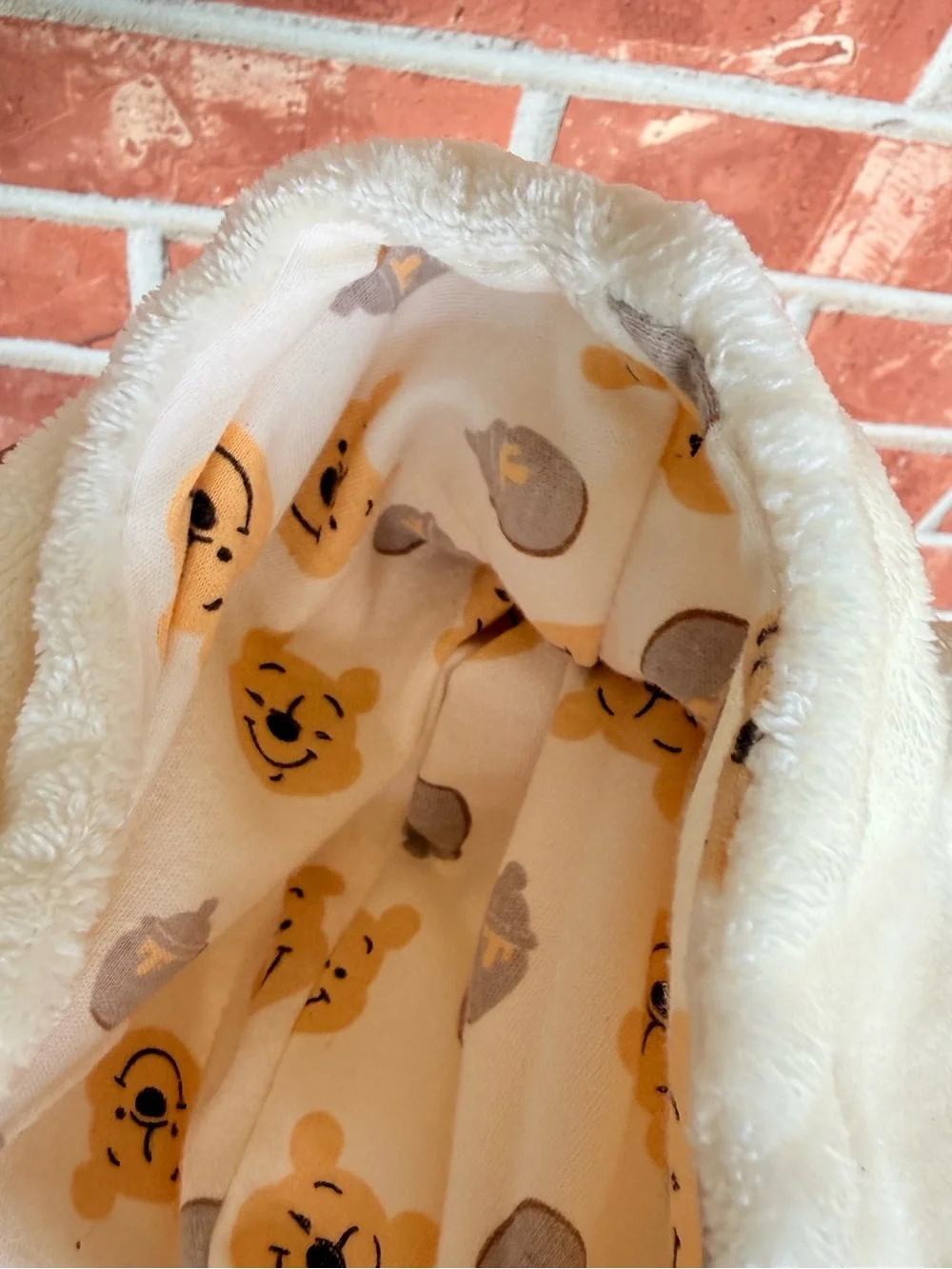 Disney Cream Winnie the Pooh Plush Footed One-Piece